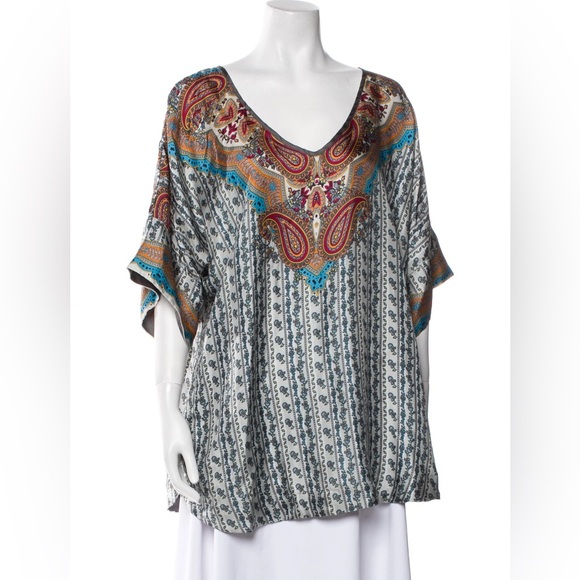 Johnny Was silk tunic blouse paisley print - Picture 1 of 5